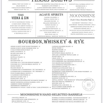 Moonshine Grill - Drink menu - Southern Near Me - Austin, Texas