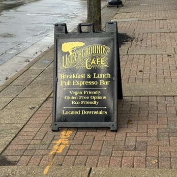 Undergrounds Cafe & Coffee House - I appreciate the signage since they're located in a basement - Coffee & Tea Near Me - Wooster, Ohio
