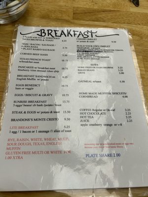 Menu photo 1 Sunrise Cafe Freeport, ME