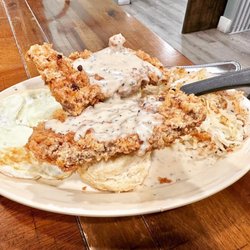 Brotherton's Black Iron Barbecue - Chicken fried steak and eggs