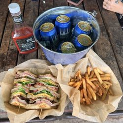 Club sandwich and bucket of hamms