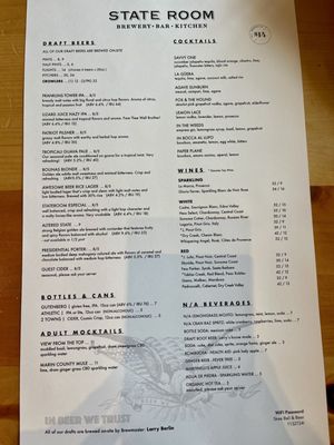 Menu photo 7 State Room  San Rafael, CA