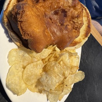 Ale Emporium - Tenderloin with plain store bought chips - Pizza Near Me - Avon, Indiana