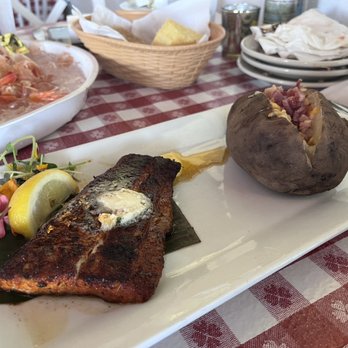 Conchy Joe's - Blackened 5oz. Mahi-Mahi with a loaded baked potato; incredible! - Seafood Near Me - Jensen Beach, Florida