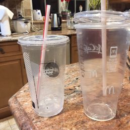On the left, this location's 'large' cup. On the right, a large at most other locations