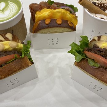 Semicolon Cafe - Matcha; Bulgogi Sandwich; Ham Sandwich; & Tiramisu Latte; IG: susanlamx - Coffee & Tea Near Me - New York, New York