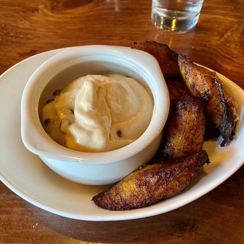 El Moro Spirits & Tavern - Plantains and peanut butter ice cream with chocolate chips. - New American Near Me - Durango, Colorado El Moro Spirits & Tavern - Plantains and peanut butter ice cream with chocolate chips. - New American Near Me - Durango, Colorado