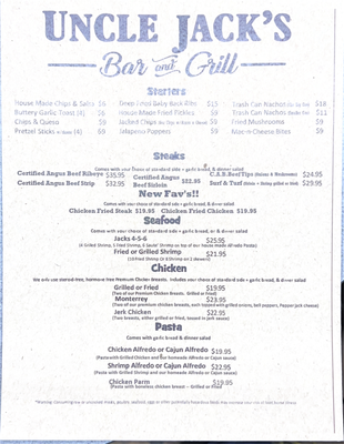 Menu photo 2 Uncle Jack's Bar & Grill Independence, KS