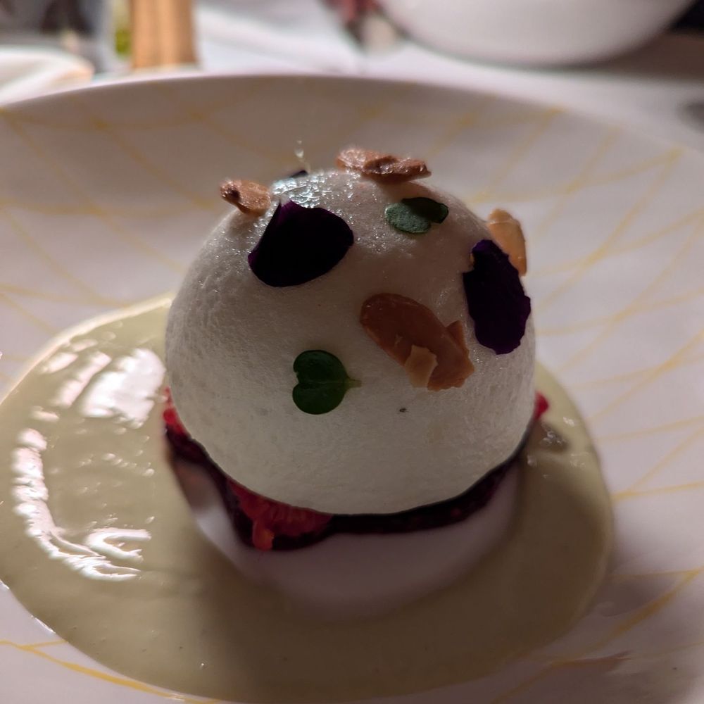 Sketch - Floating island with raspberry dessert - French Near Me - London, XGL
