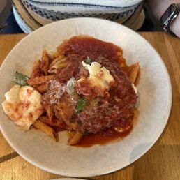 Chicken parm on pasta. Chicken parm on pasta.