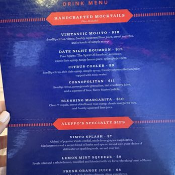 Aleppo's Kitchen - Non Alcoholic Drink Menu - Mediterranean Near Me - Anaheim, California