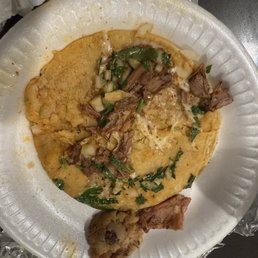 "Quesabirria", almost $5 for two pieces of fat, barely some strings of cheese and meat. "Quesabirria", almost $5 for two pieces of fat, barely some strings of cheese and meat.