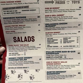 Ole Red - Menu - Music Venues Near Me - Gatlinburg, Tennessee