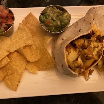 The Brass Fork - BYO Breakfast Burrito with Bacon, Chips with Salsa and Guacamole - Cafes Near Me - Las Vegas, Nevada The Brass Fork - BYO Breakfast Burrito with Bacon, Chips with Salsa and Guacamole - Cafes Near Me - Las Vegas, Nevada