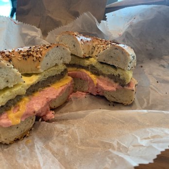 Naval Bagels - Country Boy on everything bagel with strawberry cream cheese - Bagels Near Me - Annapolis, Maryland