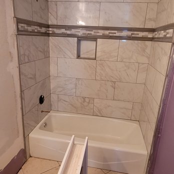 Jade Black - New tile in bathroom shower - Drywall Installation & Repair Near Me Jade Black - New tile in bathroom shower - Drywall Installation & Repair Near Me