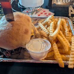 Chips Bar & Grill - Brisket melt with fries and ranch dressing