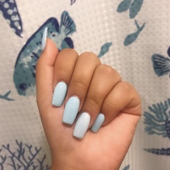 Nail Studio by Andrew - Baby Blue with fairy dust on my ring finger - Nail Salons Near Me - Carson, California Nail Studio by Andrew - Baby Blue with fairy dust on my ring finger - Nail Salons Near Me - Carson, California