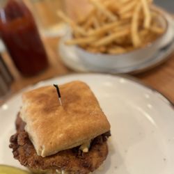 The Speckled Egg - Fried Chicken Biscuit and fries