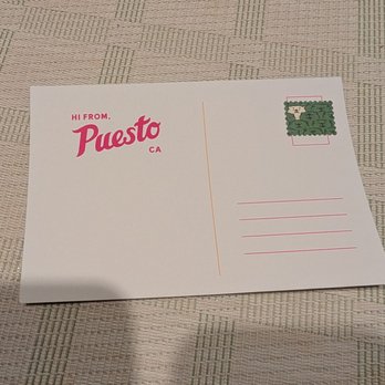 Puesto Los Olivos - Back of postcard (doesn't include stamp) - Mexican Near Me - Irvine, California