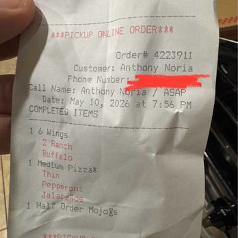Shakey's Pizza Parlor - Receipt. Wings? - Pizza Near Me - Buena Park, California Shakey's Pizza Parlor - Receipt. Wings? - Pizza Near Me - Buena Park, California