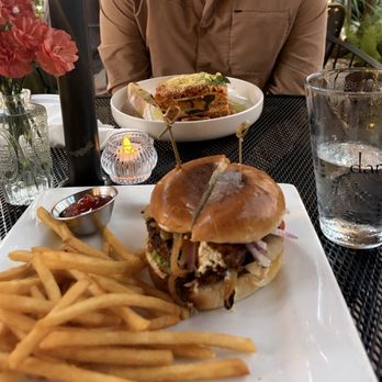 Darbster Bistro - Black & Bleu Burger + Meatless Lasagna - New American Near Me - West Palm Beach, Florida