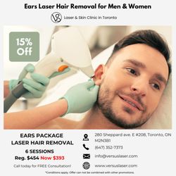 VS MedSpa Laser Clinic - Ears Laser Hair Removal Package. Get rid of unwanted hair and manage excessive or abnormal hair growth with our laser hair removal treatment