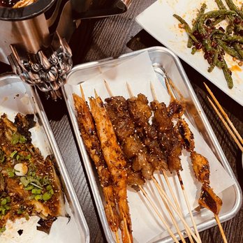 Flaming Mountain - Grilled shrimp, beef, lamb and beef skewer - Chinese Near Me - Tampa, Florida