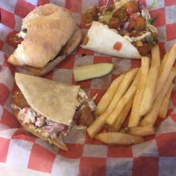 Off Broadway Taproom - Caprese sandwich, crawfish taco and sweet potato taco. - Beer Bar Near Me - Madison, Indiana
