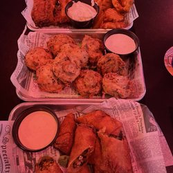Speakeasy - Southwest egg rolls, Mushrooms, Fish & Chips.