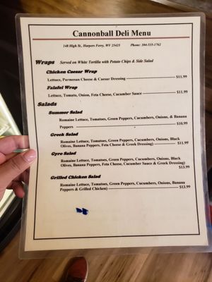 Menu photo 6 Cannonball Deli Harpers Ferry, WV