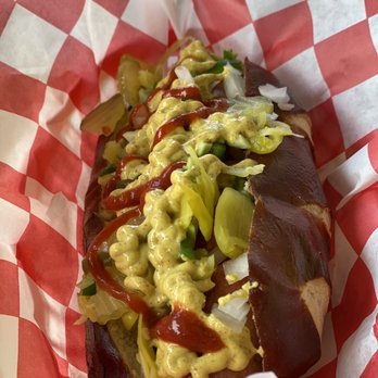 Lions Hotdog Shack - Angus Dog with a pretzel bun!! - Food Stands Near Me - Sacramento, California Lions Hotdog Shack - Angus Dog with a pretzel bun!! - Food Stands Near Me - Sacramento, California