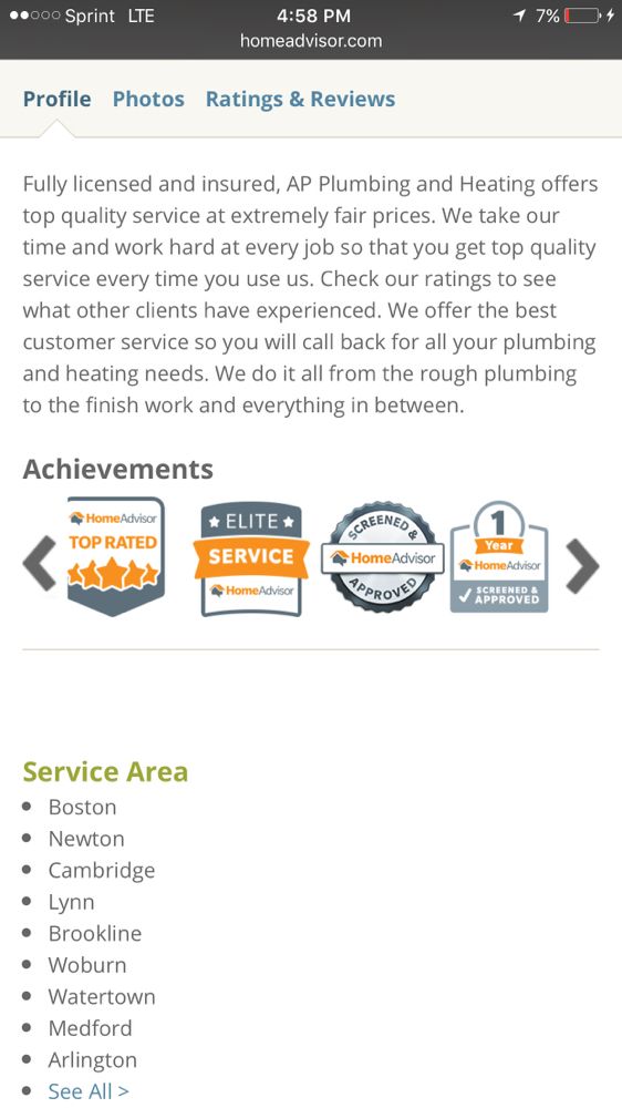 Slide of AP Plumbing & Heating