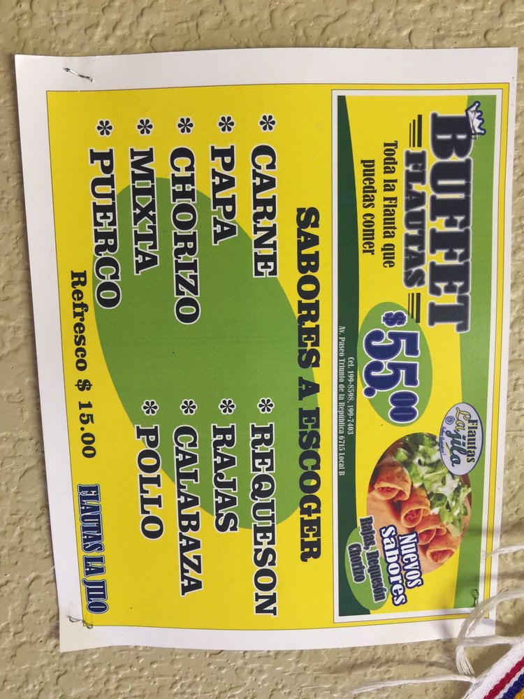 FLAUTAS LA JILO Travesía J. de Zumarraga 205, Ciudad Juárez, Chihuahua, Mexico Mexican