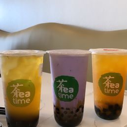 fresh honey lime green tea, brown sugar ube, peach green tea fresh honey lime green tea, brown sugar ube, peach green tea