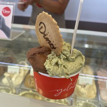 Gelateria Dino - Small cup of Pistachio and Cacao Al Latte - Sitges, B