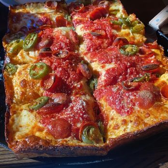 Blue Pan Pizza - Deep dish pepperoni & jalapeños - Pizza Near Me - Denver, Colorado