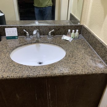 Quality Inn & Suites - Dirty counter and mirror - Hotels Near Me - Willow Park, Texas Quality Inn & Suites - Dirty counter and mirror - Hotels Near Me - Willow Park, Texas