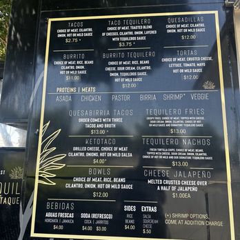 Tequileros Taqueria - Food truck menu - Tacos Near Me - Elk Grove, California