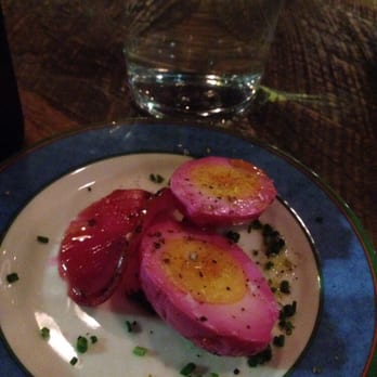 La Brasa - The beet pickled egg. Tasty - Mexican Near Me - Somerville, Massachusetts