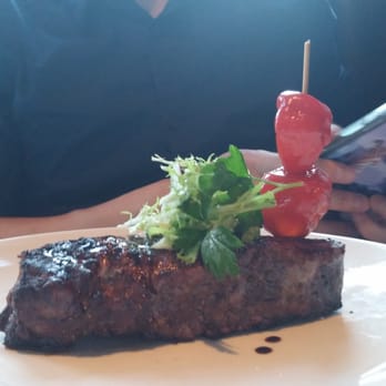 Alba Restaurant - 16 oz. New York sirloin steak. Spear of baby habanero and tuft of mixed greens. - New American Near Me - Quincy, Massachusetts Alba Restaurant - 16 oz. New York sirloin steak. Spear of baby habanero and tuft of mixed greens. - New American Near Me - Quincy, Massachusetts