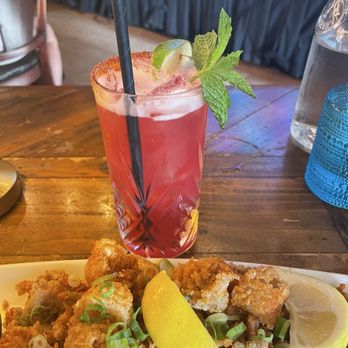 Cafe Sevilla - Hibiscus mocktail with Calamares Fritos - Spanish Near Me - San Diego, California Cafe Sevilla - Hibiscus mocktail with Calamares Fritos - Spanish Near Me - San Diego, California