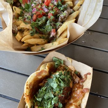 Taco Tank - Asada steak fries and chicken adobo taco - Tacos Near Me - Kansas City, Missouri Taco Tank - Asada steak fries and chicken adobo taco - Tacos Near Me - Kansas City, Missouri