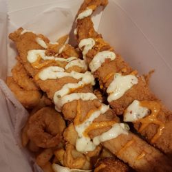 Off The Hook Seafood - Catfish, shrimps, hush puppies, fries, calamari - all perfectly fried.