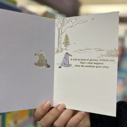 Faith's Hallmark Shop - Inside of Winnie the Pooh themed goodbye card