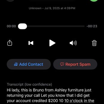 Ashley Store - Voicemail transcript from Bruno (general manager) of Ashley Furniture in Brick, NJ - Furniture Stores Near Me - Brick Township, New Jersey Ashley Store - Voicemail transcript from Bruno (general manager) of Ashley Furniture in Brick, NJ - Furniture Stores Near Me - Brick Township, New Jersey
