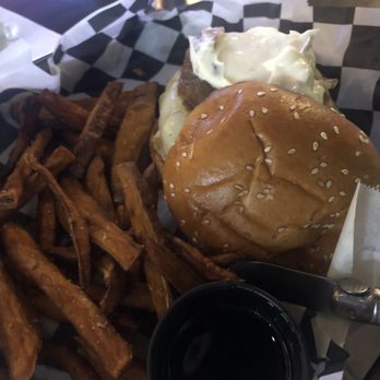 189 Burger - Bourbon Onion burger with Sweet Potato fries - New American Near Me - East Aurora, New York 189 Burger - Bourbon Onion burger with Sweet Potato fries - New American Near Me - East Aurora, New York