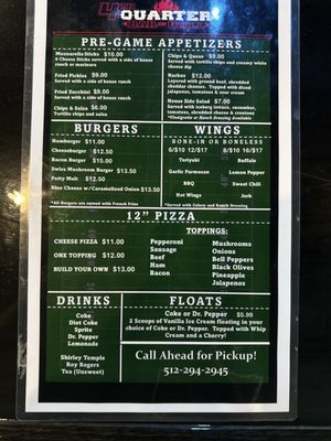 Menu photo 1 4th Quarter Bar & Grill Point Venture, TX Menu photo 1 4th Quarter Bar & Grill Point Venture, TX