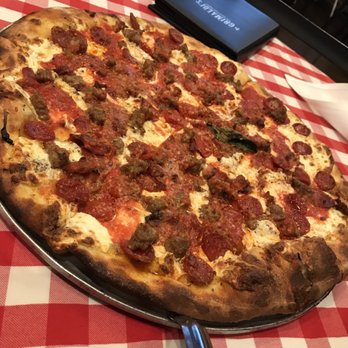 Grimaldi's Pizzeria - Pepperoni, sausage, and bacon is so yummy - Pizza Near Me - Gilbert, Arizona Grimaldi's Pizzeria - Pepperoni, sausage, and bacon is so yummy - Pizza Near Me - Gilbert, Arizona