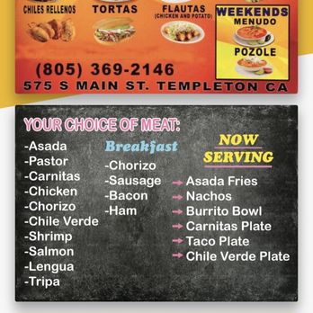 Aliyah's Kitchen and Grill  - Menu - Mexican Near Me - Templeton, California